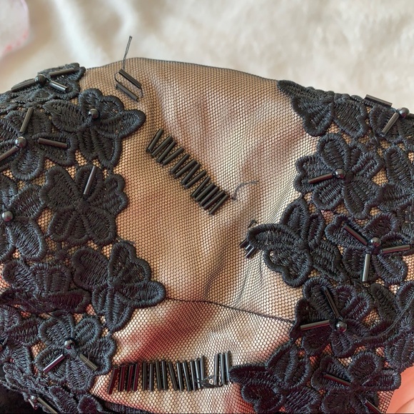 Le Chateau Black Floral Lace Beaded Cocktail Dress L - Picture 11 of 15